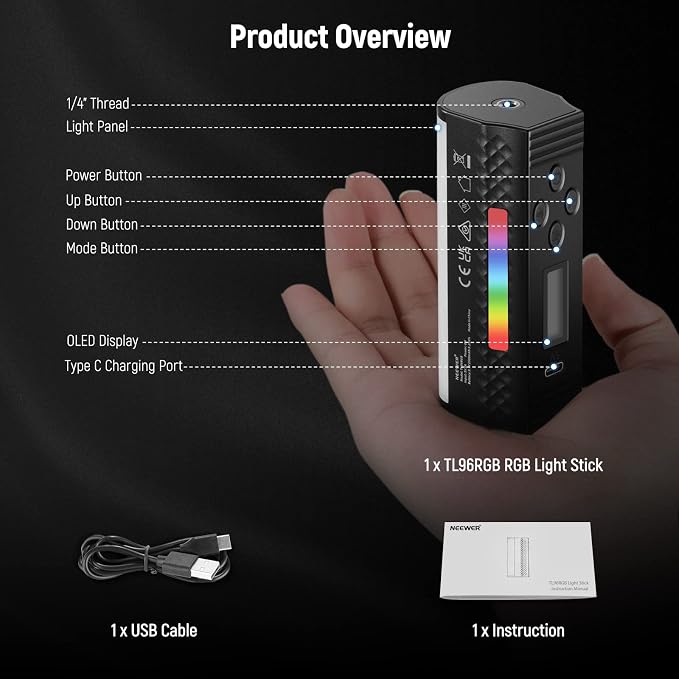 NEEWER Basic Magnetic Handheld Light Wand, 360° Full RGB Mini LED Video Light - Image 8