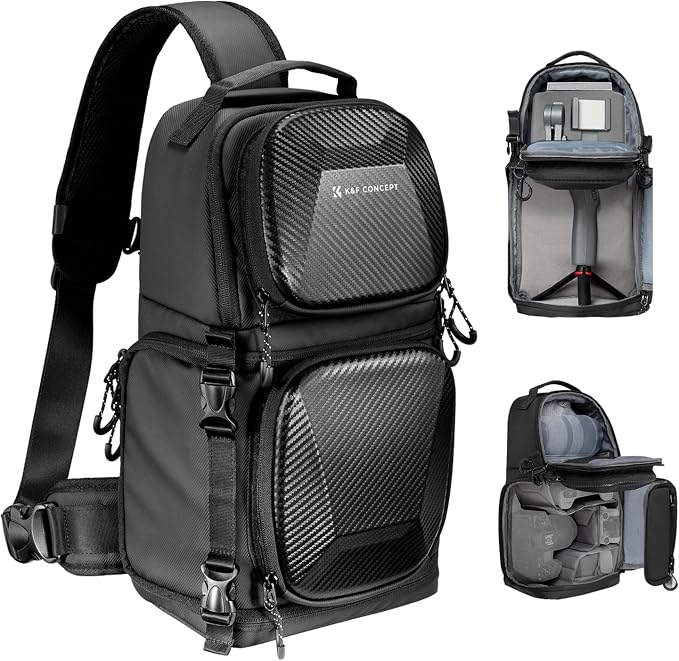 K&F CONCEPT Camera Sling Bag Crossbody Bag Hardshell Camera Shoulder Backpack by KFCONCEPT
