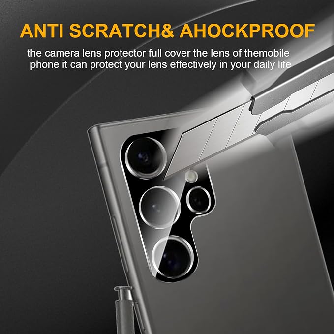3 Pack Camera Lens Protector for Samsung Galaxy S24 Ultra, Tempered Glass - Image 4