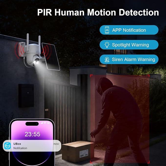 HOSAFE.COM Wireless Security Camera Outdoor, Free Cloud Storage, 360° PTZ - Image 4