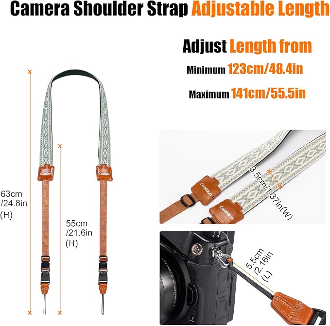 Cwatcun Bohemian Floral Camera Strap, Adjustable Crossbody DSLR Strap - Image 5