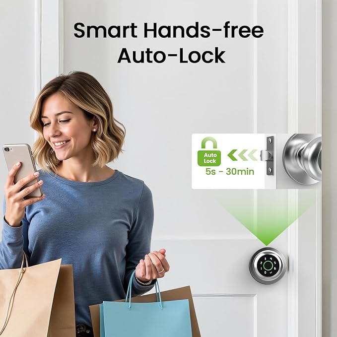 GHome Smart Fingerprint Door Lock, 4 in 1 Smart Fingerprint Door Knob - Image 5