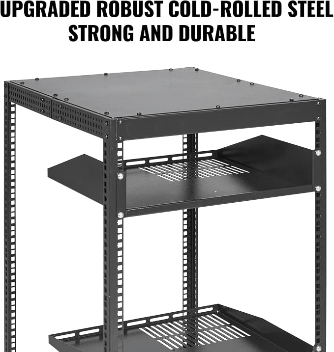 VEVOR 15U Open Frame Server Rack, Free Standing or Wall Mount Network Server - Image 4
