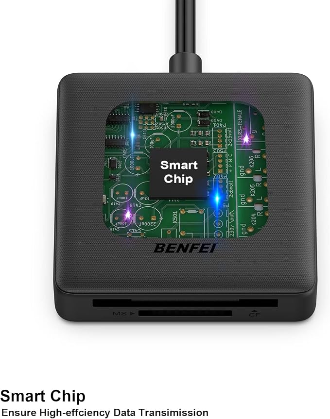 Memory Card Reader, BENFEI 4in1 USB 3.0 and USB-C to SD Micro SD MS CF Card - Image 8