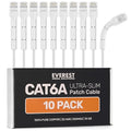 Everest Ultra Slim Cat6a Ethernet Patch Cables 10ft White by EverestMediaSolutions