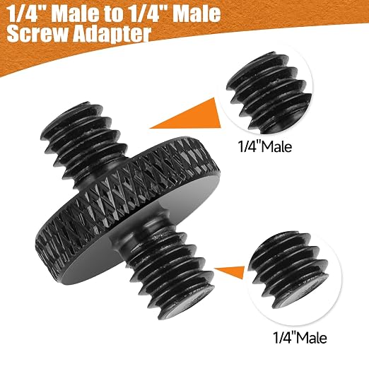1/4" Male to 1/4" Male Tripod Screw, Double Head Converter Precision Made - Image 2