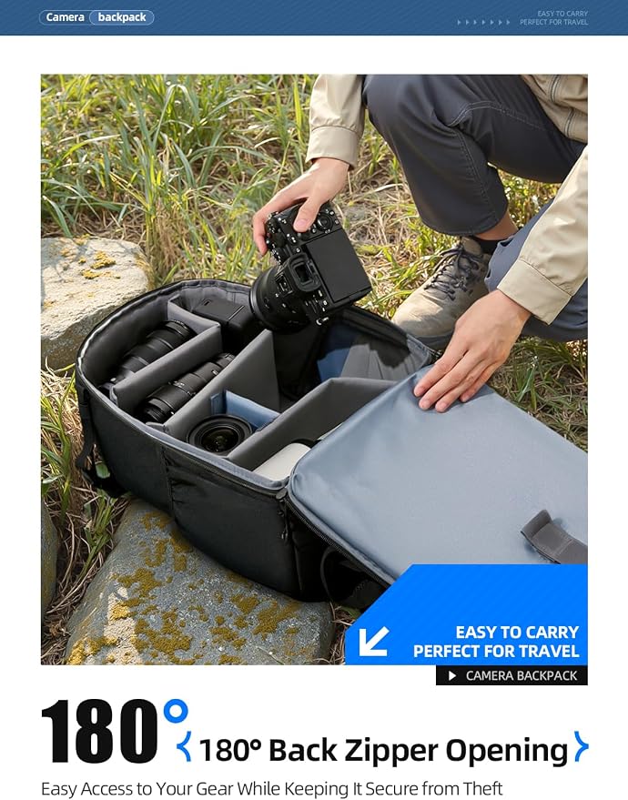 llano 20L Camera Backpack for DSLR/SLR/Mirrorless – Water-Resistant Photography - Image 2