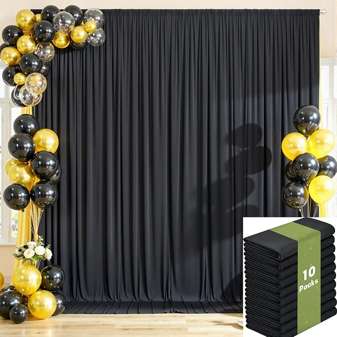 50ftx12ft Wrinkle Free Black Backdrop Curtains - Image 9