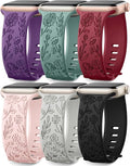 SNBLK 6 Pack Floral Engraved Bands Compatible by SNBLK