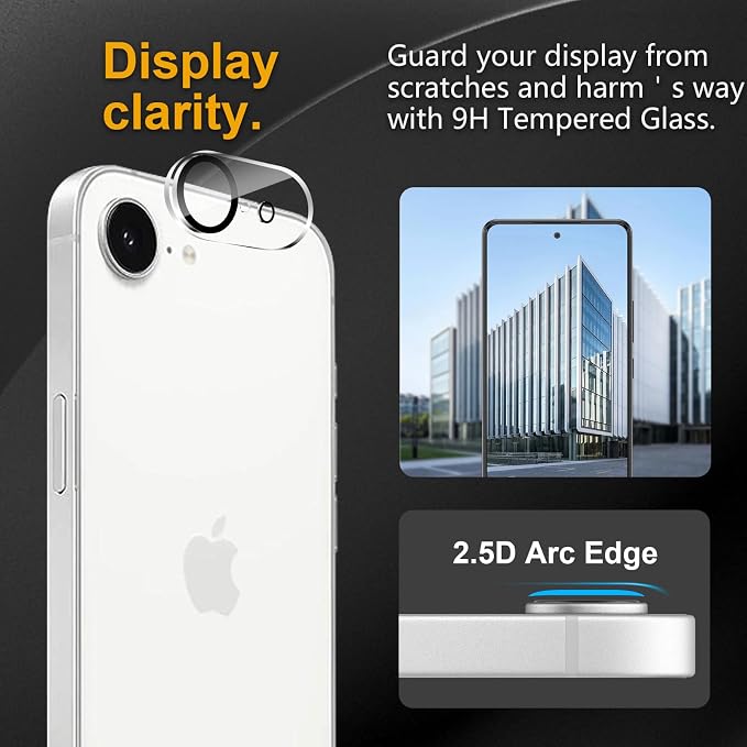 3 Pack Camera Lens Protector for iPhone 16e / iPhone 17e, Tempered Glass - Image 2