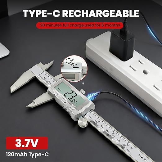 Digital Caliper 6 Inch, Rechargeable Calipers - Image 2