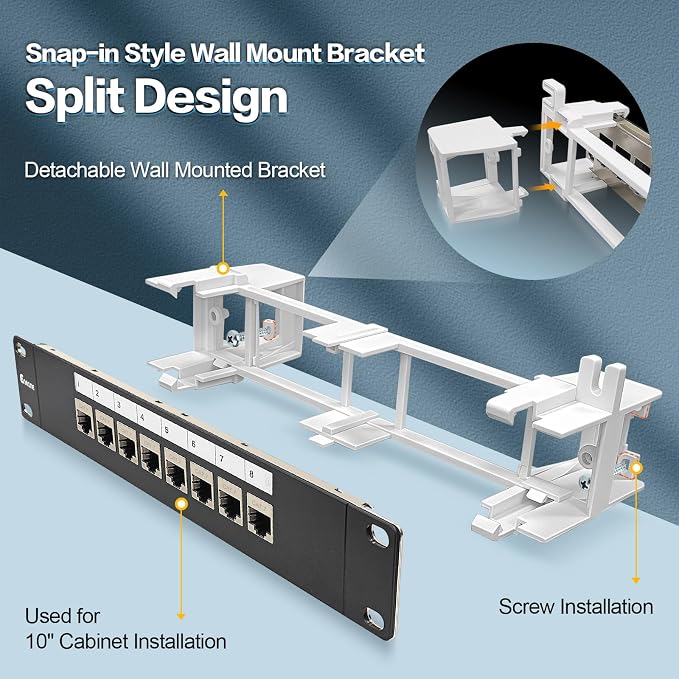 8 Port Patch Panel CAT7 Keystone Coupler Shielded Wall Mount 10inch - Image 3