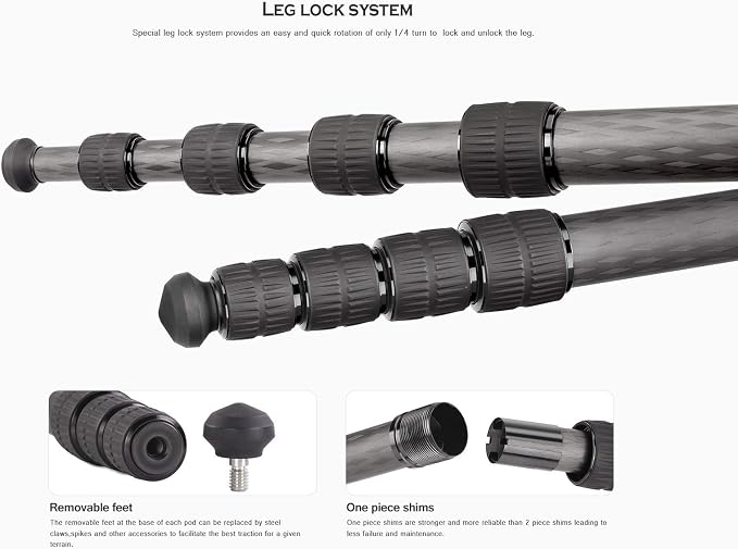 Leofoto MP-364C 67" 4-Section Carbon Fiber Portable Monopod, Lightweight - Image 8