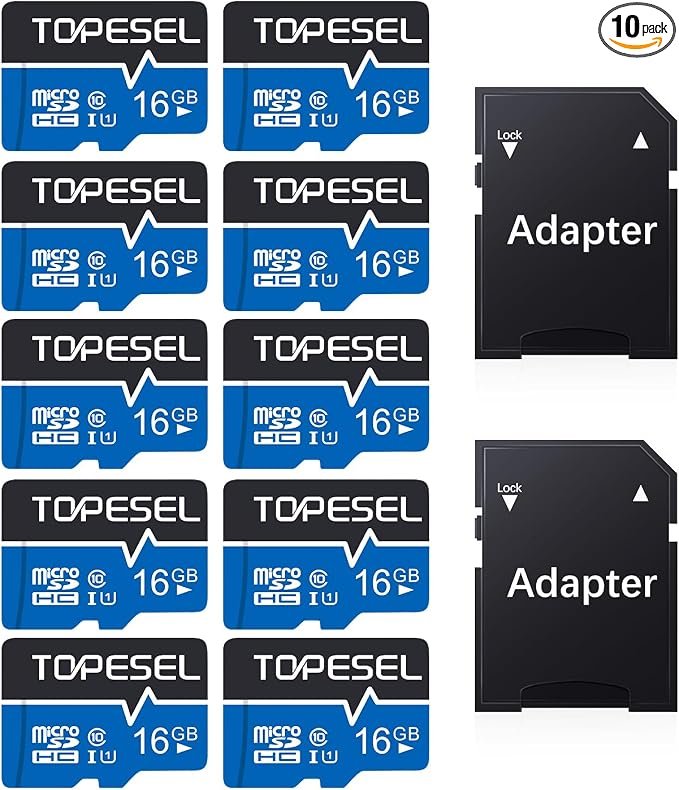 TOPESEL 10 Pack 16GB Micro SD Card by TOPESEL