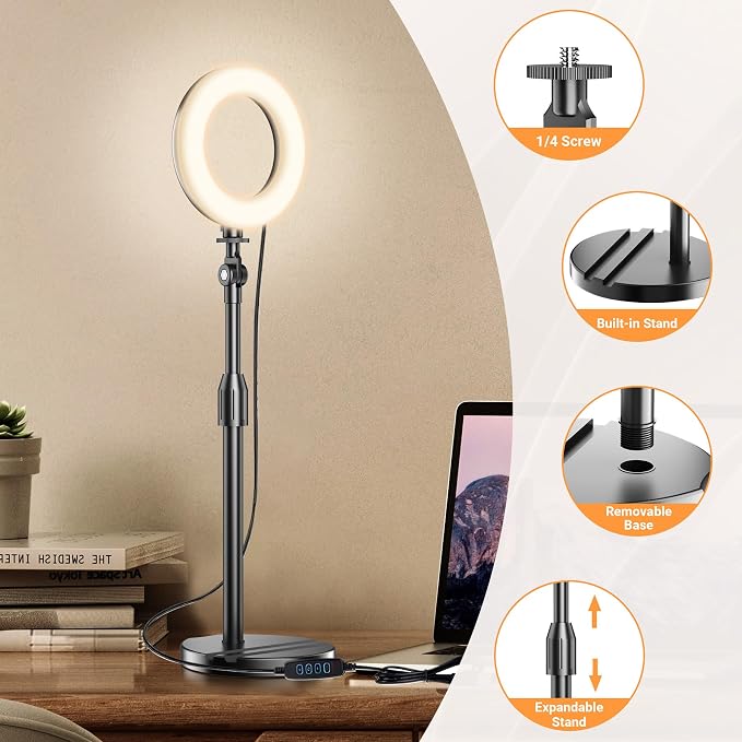 Portable Travel Ring Light for Laptop Zoom Video Conference, Small Halo Lighting - Image 3