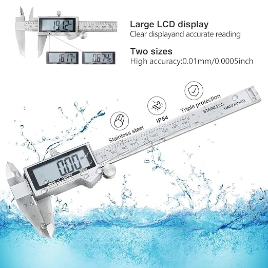 Digital Caliper, IP54 Waterproof Stainless Steel Caliper Measuring Tool - Image 2