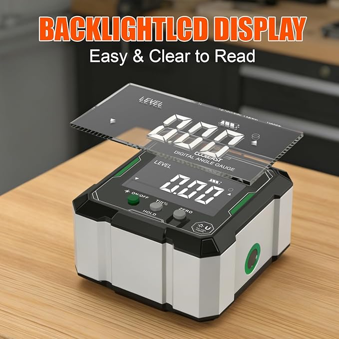 Digital Angle Finder with Green Laser, 4-side Magnetic Digital Laser Level - Image 7