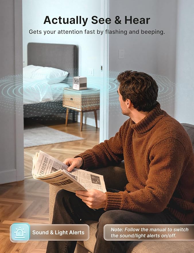 X-Sense Radon Detector, Audible & Visual Alerts, One-Touch Reset, Stores Up to - Image 3