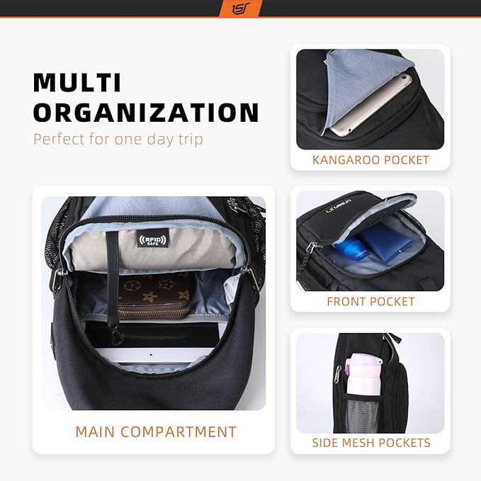 SKYSPER Sling Bag RFID Crossbody Sling Backpack Cross Body Shoulder Bag Travel - Image 2
