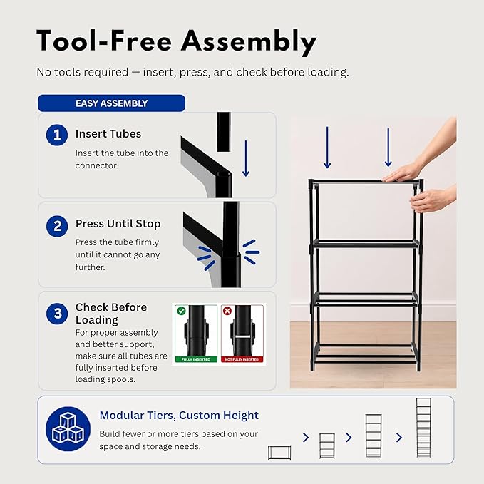 9-Tier 3D Printer Filament Storage Rack, Holds Up to 54 1kg Spools, - Image 6
