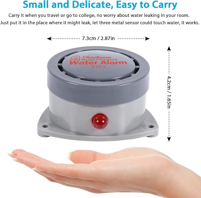 Water Leak Detector 5 Pack, Shackcom Water Alarm 110DB, Waterproof & - Image 2