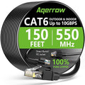 Aqerrow Cat6 Ethernet Cable 150FT, Outdoor Direct Burial Cat 6 Cable 24AWG High by EthernetCable