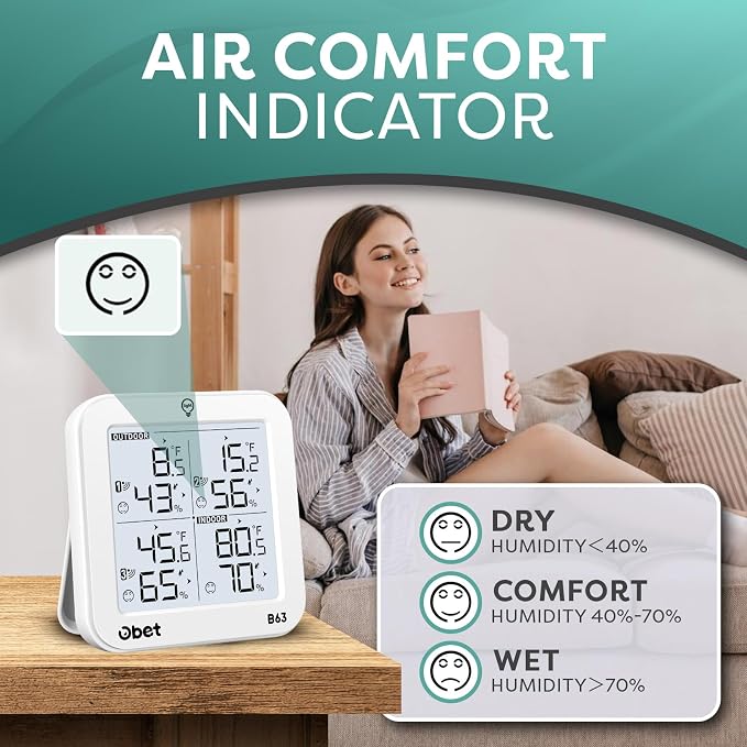 OBET Weather Station Wireless Indoor Outdoor Thermometer Wireless, Digital - Image 4