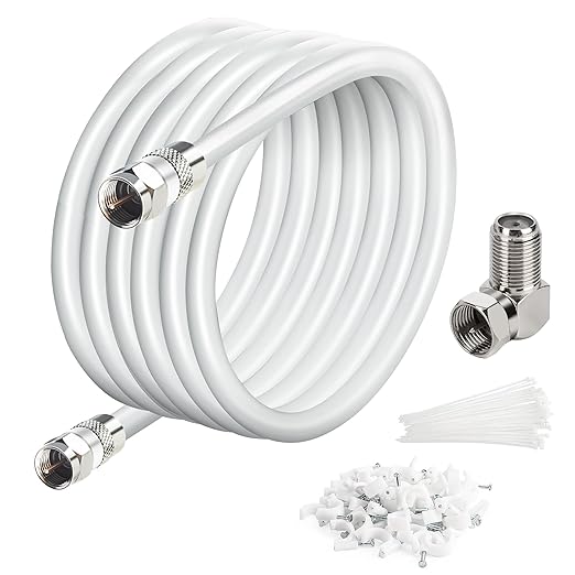 Elecan 15 Ft RG6 Coaxial Coax Cable Connectors Set, Quad Shielded High-Speed by Elecan