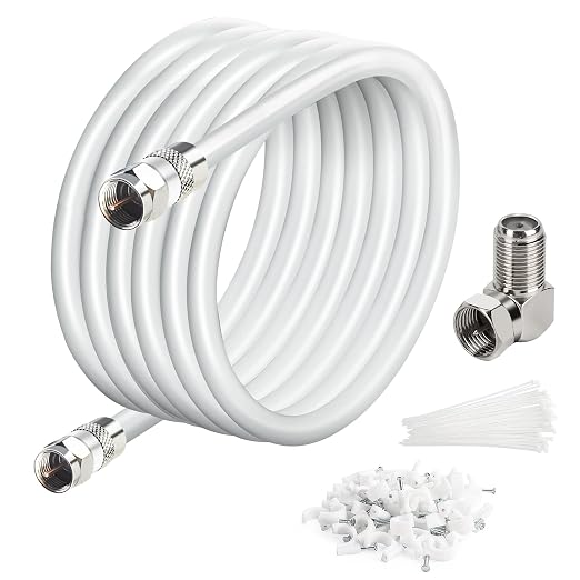 Elecan 20 Ft RG6 Coaxial Coax Cable Connectors Set, Quad Shielded High-Speed by Elecan