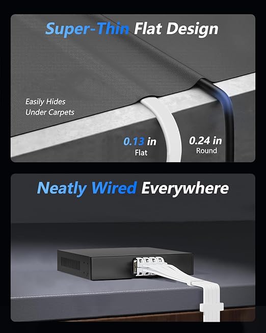 BUSOHE Cat 8 Ethernet Cable 40 FT, 40Gbps 2000Mhz High Speed Flat Cat8 Cable - Image 5