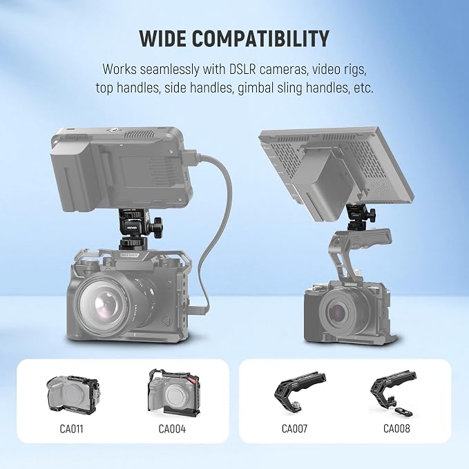 NEEWER Camera Field Monitor Mount Holder Bracket, 360° Swivel 180° Tilt - Image 8