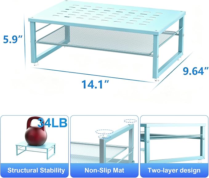 gianotter 2-Tier Metal Monitor Stand Riser, Desk Organizer - Image 5