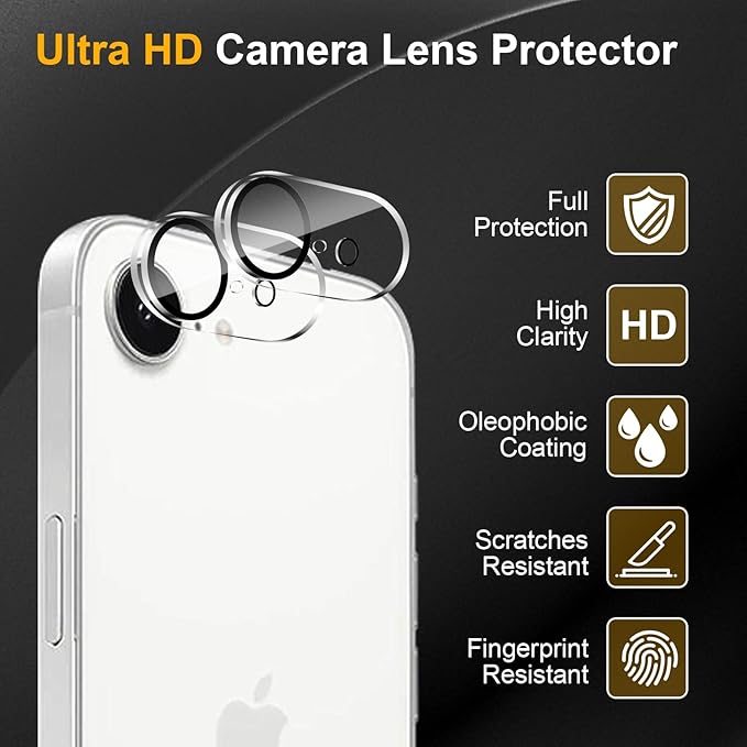 3 Pack Camera Lens Protector for iPhone 17e, Tempered Glass, Anti-Fingerprint - Image 5