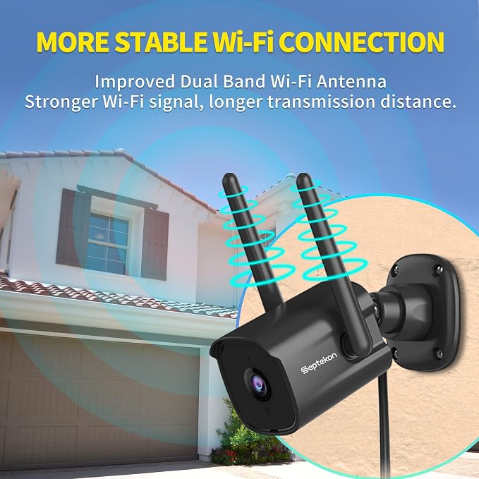 Septekon 2K Home Security Cameras 4 Pack, 2.4G Wired WiFi Security Camera - Image 7