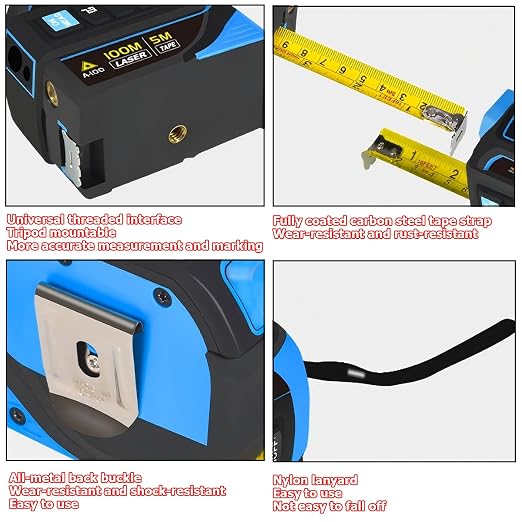 Tape Measure 4-in-1 Laser Digital Measuring Tape & 40m/131ft Laser Distance - Image 7
