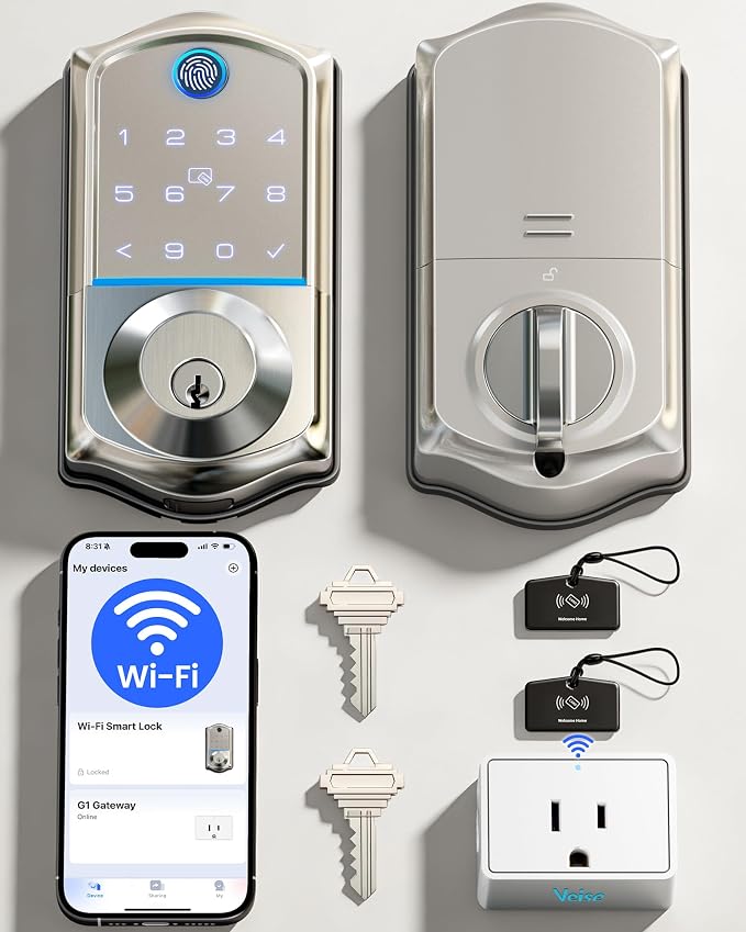 Veise VE017G Wi-Fi Keyless Entry Door Lock, App Remote & Voice Control by Veise