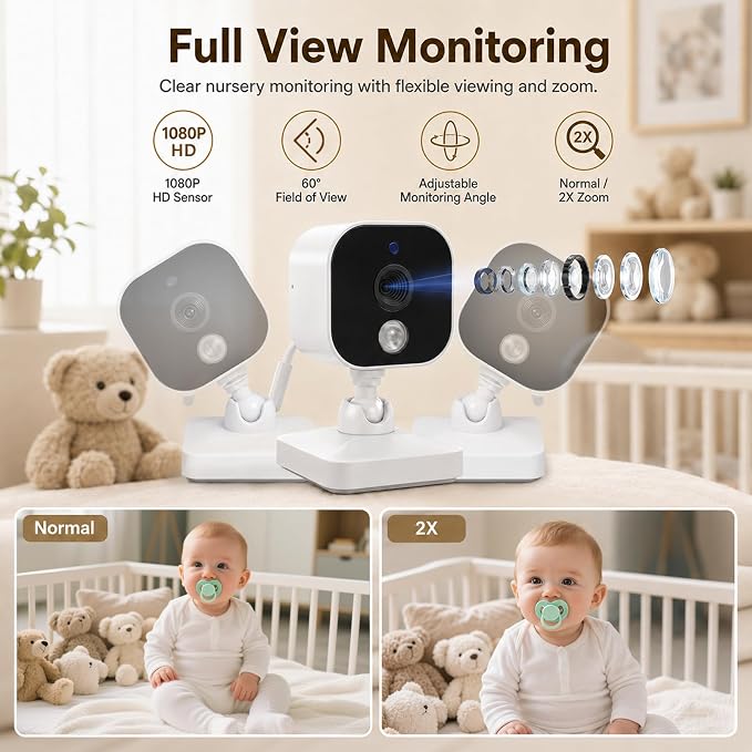 Baby Monitor with Camera and Audio, No WiFi Baby Monitor with 2.8" IPS Screen - Image 4