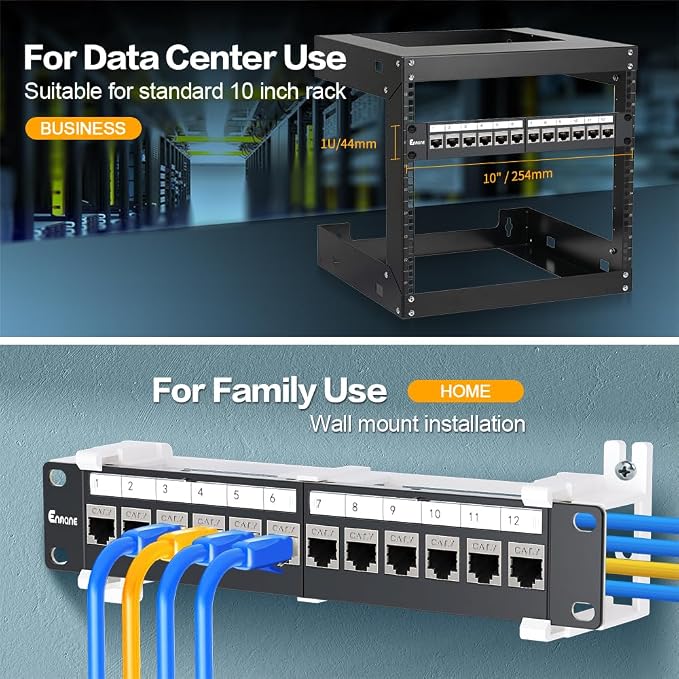 12 Port Patch Panel CAT7 Keystone Patch Panel Wall Mount 10 Inch Bracket - Image 5