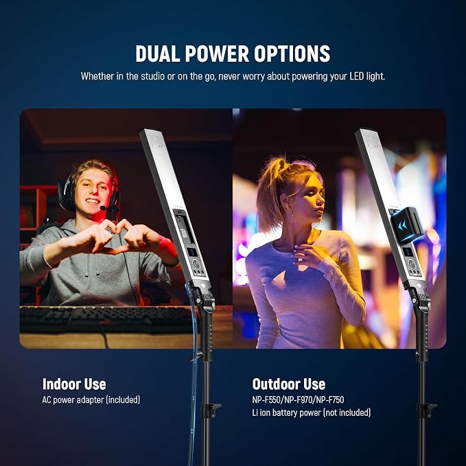NEEWER Upgraded LED Video Light Stick & 2.4G Remote Kit, 2 Pack Handheld - Image 6