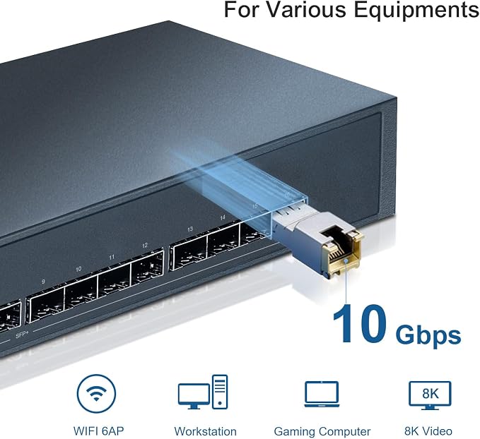 QSFPTEK 10G SFP to RJ45 Module, 10GBASE-T Copper Transceiver, 10gbe Mini-GBIC - Image 3