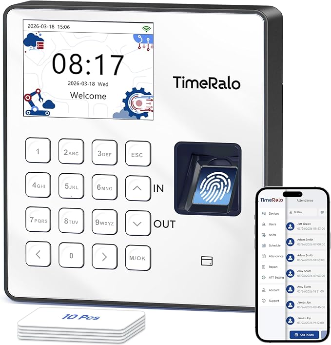 Cloud-Based Time Clock for Small Businesses, 3-in-1 Fingerprint Attendance by Unknown