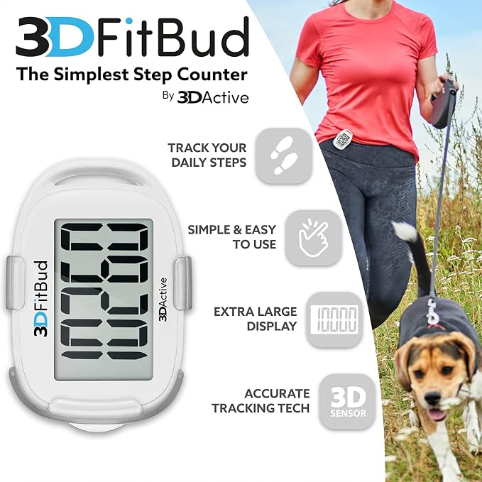 3DActive 3DFitBud Simple Step Counter Walking 3D Pedometer - Image 2