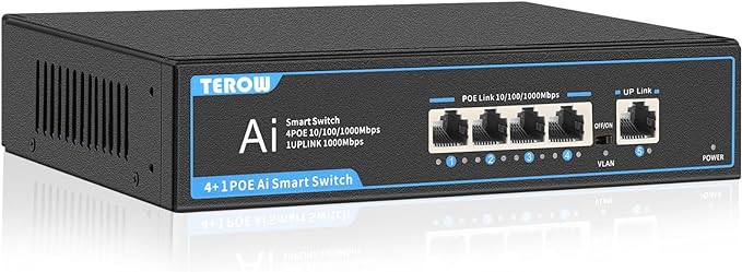 PoE+ Ethernet Switch, IEEE802.3af/at, Desktop/Wall Mount, by TEROWTechnology