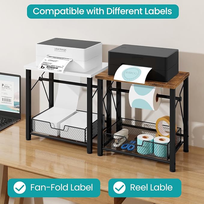 ELITEROO Label Holder for Rolls and Fan-Fold Labels, Wooden Thermal Label - Image 2