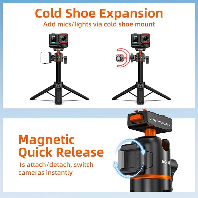 Tripod for Insta360 X5 ACE Pro 2, 21” Selfie Stick Quick Release Extension Rod - Image 6