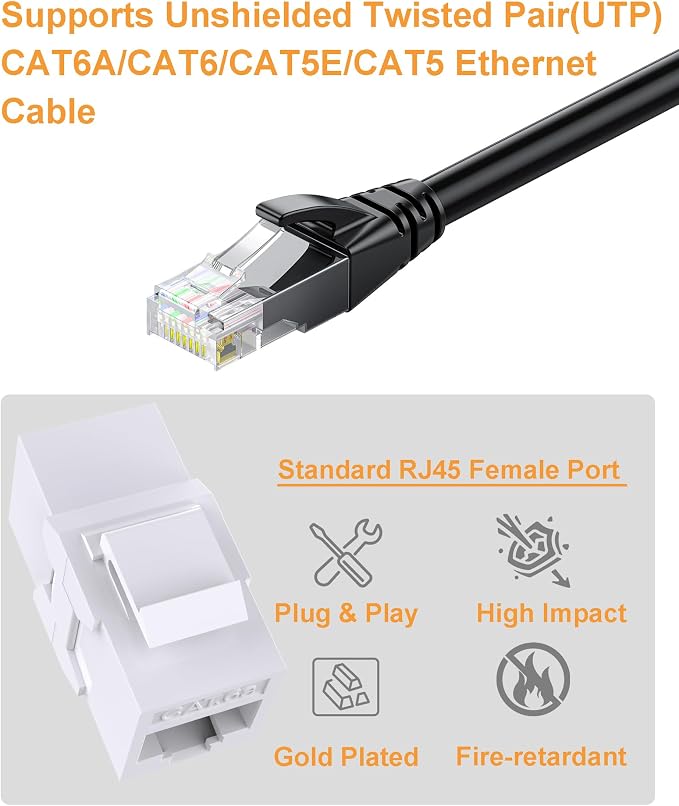 20 Pack Cat6A Keystone Jack Coupler RJ45 Female to Female Ethernet Wall Jack - Image 4