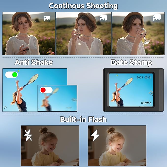 Digital Camera, 56MP 2.7K Dual-Screen Selfie Camera - Image 5