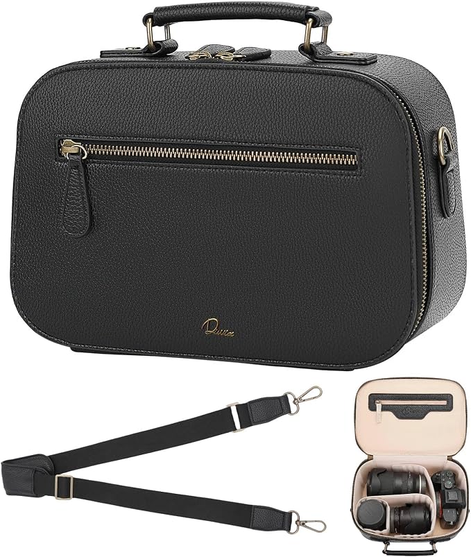 Camera Sling Bag, Waterproof PU Leather Crossbody Camere Bag by Divvia
