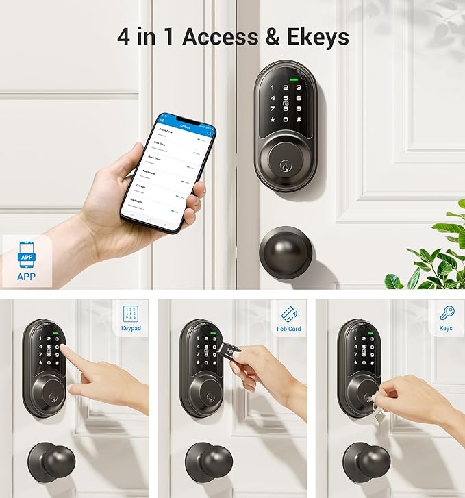 Veise RZ06C Smart Locks for Front Door, 2 Knob Handle Set, Keyless Entry - Image 2
