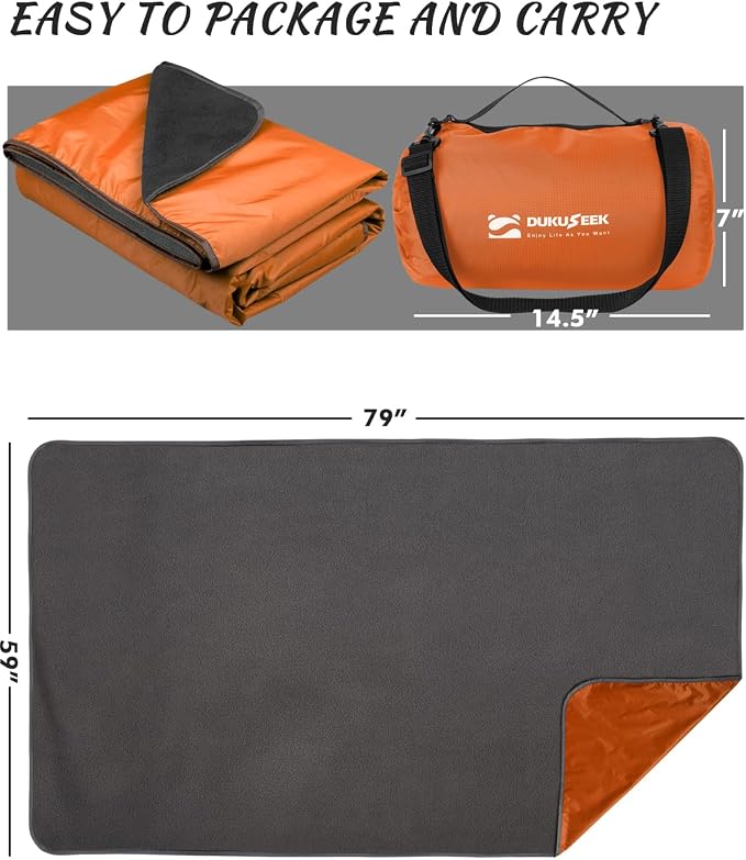 DUKUSEEK Hooded Outdoor Blanket, Extra Large Waterproof Camping Blanket - Image 7